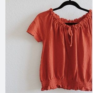 Madewell texture and thread drawstring shirt sz large